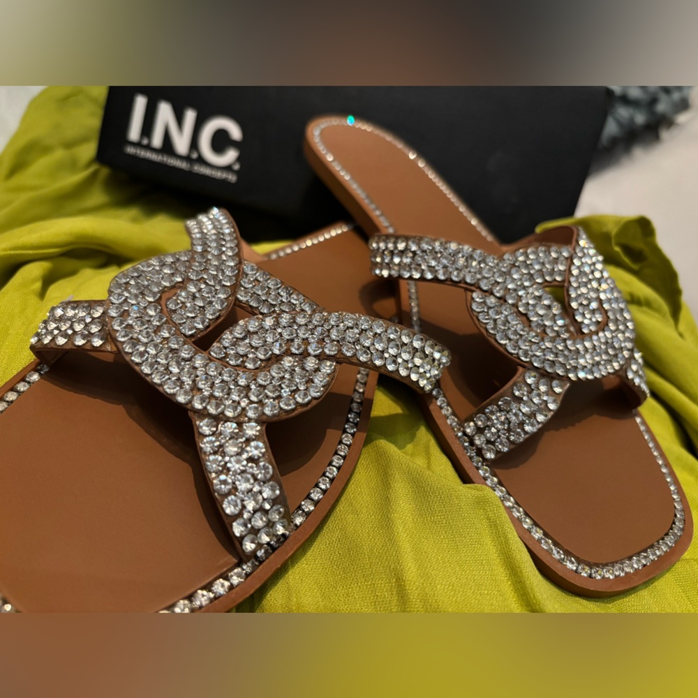 INC International Concepts Silver Crystal Sandals